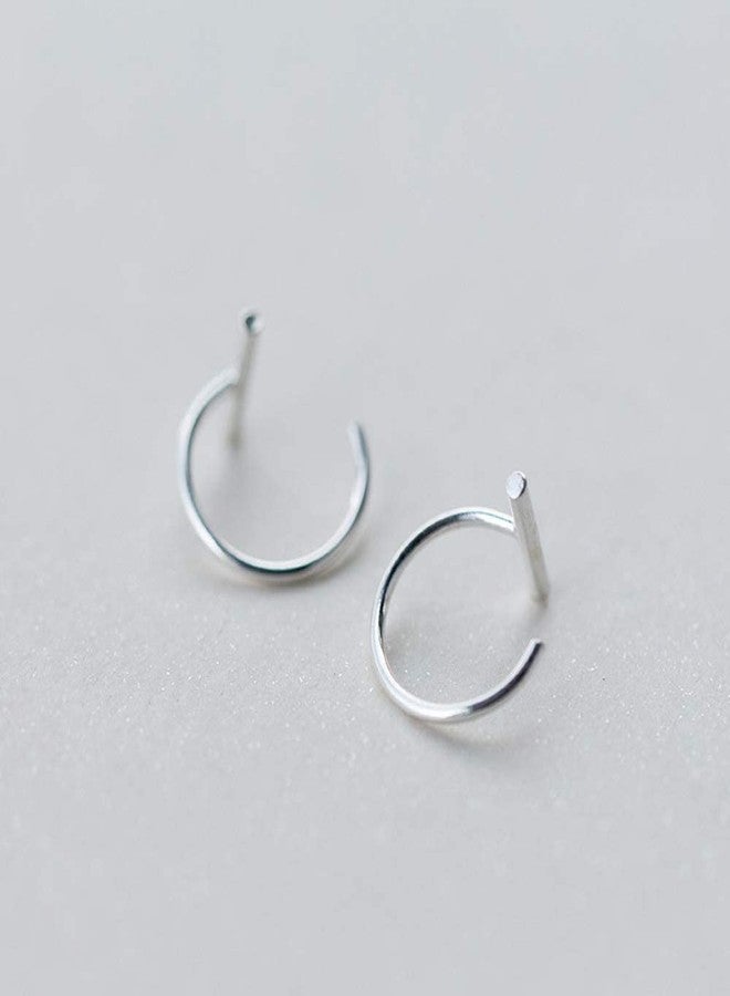 Izpack أقراط صغيرة بتصميم بسيط على شكل حرف T، نصف حلقة، عيار 18، مصنوعة من الفضة الإسترليني عيار 925، حلقات صغيرة للأنف، حلقات غضروفية، حلقات هندسية أنيقة، مناسبة للنساء والرجال ذوي الأذنين الحساسة. - Image 5